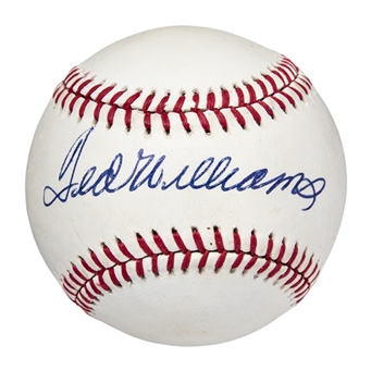 Ted Williams Single Signed OAL Brown Baseball (Beckett)